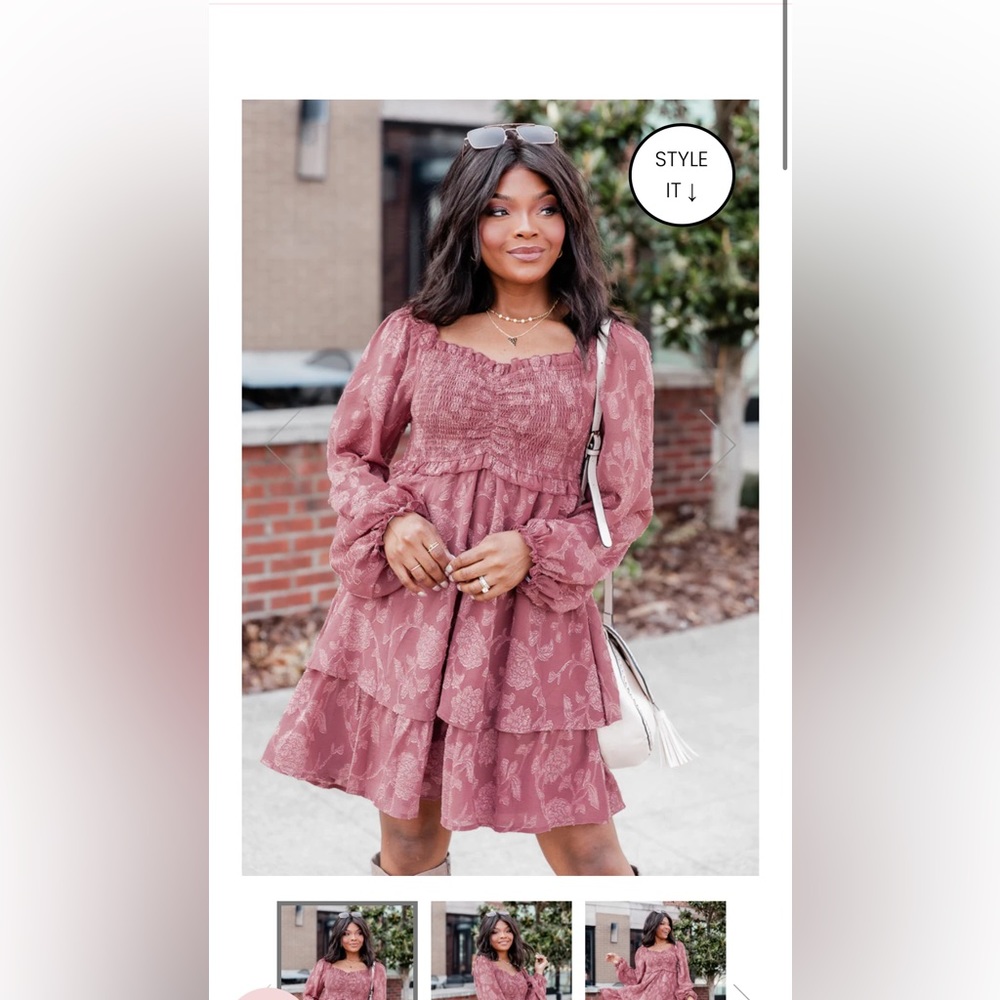 Pink lily long sleeve mauve floral dress